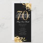 Floral 70. Geburtstag Programm Gold & Schwarz mit (Vorderseite)