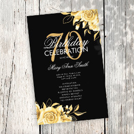 Floral 70. Geburtstag Programm Gold & Schwarz mit 
