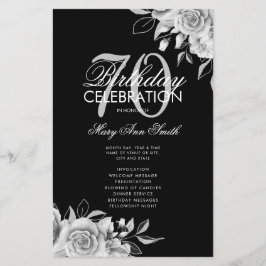 Floral 70. Geburtstag Programm Silver Black mit Me