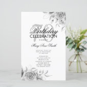 Floral 70. Geburtstag Programm Silver mit Menü (Stehend Vorderseite)