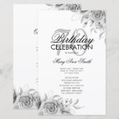 Floral 70. Geburtstag Programm Silver mit Menü (Vorne/Hinten)