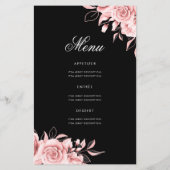 Floral 70. Geburtstag Rose Gold Black Menu (Rückseite)