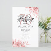 Floral 70. Geburtstag Rose Gold Menü (Stehend Vorderseite)