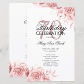 Floral 70. Geburtstag Rose Gold Menü (Vorne/Hinten)