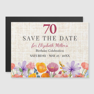 Floral 70. Geburtstag Save-the-Date - Gartenparty Magneteinladung
