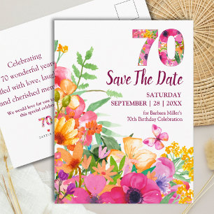 Floral 70. Geburtstags-Gartenparty - Save The Date Ankündigungspostkarte