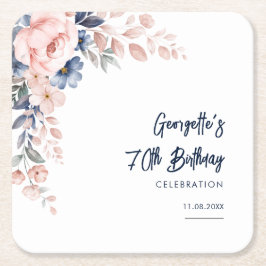 Floral 70. Geburtstagsparty Botanische Custom Rechteckiger Pappuntersetzer