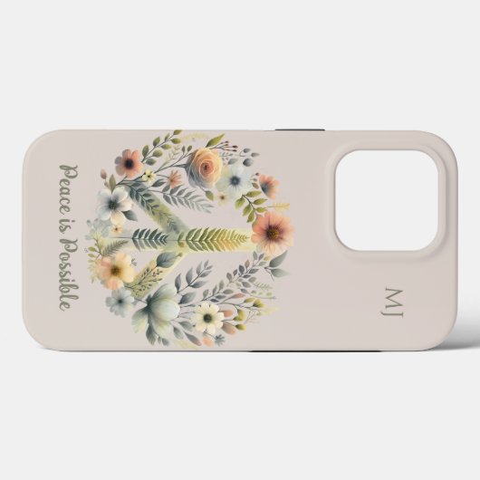 Floral 70er Retro "Peace is possible" Case-Mate iPhone Hülle (Rückseite (Horizontal))