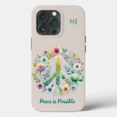 Floral 70er Retro "Peace is possible" Case-Mate iPhone Hülle (Rückseite)
