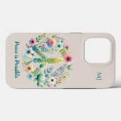 Floral 70er Retro "Peace is possible" Case-Mate iPhone Hülle (Rückseite (Horizontal))