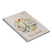 Floral 70er Retro "Peace is possible" Notizblock (Rechte Seite)