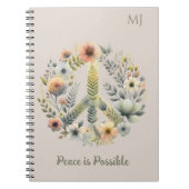 Floral 70er Retro "Peace is possible" Notizblock (Vorderseite)