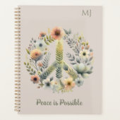Floral 70er Retro "Peace is possible" Planer (Vorderseite)