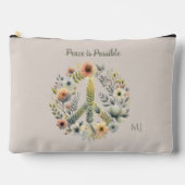 Floral 70er Retro "Peace is possible" Zubehörtasche (Vorderseite)