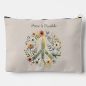 Floral 70er Retro "Peace is possible" Zubehörtasche (Rückseite)