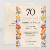 Floral 70th Birthday – Elegant Garden Design 70 Einladung (Vorne/Hinten)