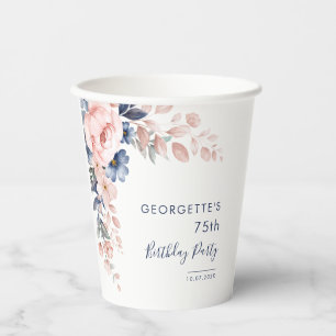 Floral 75. Elegante Geburtstagsparty Pappbecher