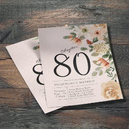 Floral 80. Geburtstag Einladung Flyer