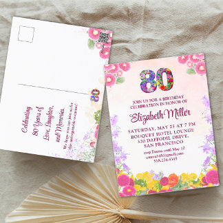 Floral 80. Geburtstag laden 80 Blume granny card e Postkarte
