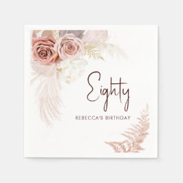 Floral 80. Geburtstag Pampas Grass Party Paper Serviette