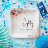 Floral 80. Geburtstag Pampas Grass Party Pappteller (Party)