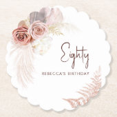 Floral 80. Geburtstag Pampas Grass Party Untersetzer (Vorderseite)