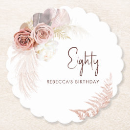 Floral 80. Geburtstag Pampas Grass Party Untersetzer