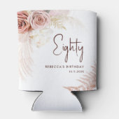 Floral 80. Geburtstag Pampas Grass Personalisiert Dosenkühler (Rückseite)