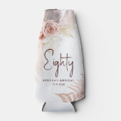 Floral 80. Geburtstag Pampas Grass Personalisiert Flaschenkühler (Vorderseite)