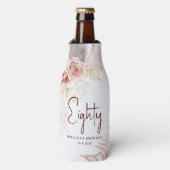 Floral 80. Geburtstag Pampas Grass Personalisiert Flaschenkühler (Flaschenvorderseite)