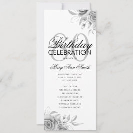 Floral 80. Geburtstag Programm Silver mit Menü
