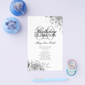 Floral 80. Geburtstag Programm Silver mit Menü (Einzeln)