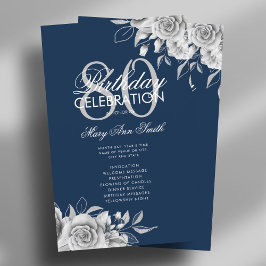 Floral 80. Geburtstag Programm Silver Navy mit Men