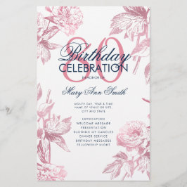 Floral 80. Geburtstag Rose Gold Menü