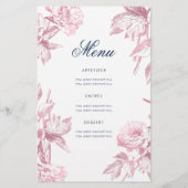 Floral 80. Geburtstag Rose Gold Menü (Hinten)