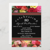 Floral 80. Geburtstagsparty Einladung (Vorne/Hinten)