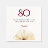 Floral 80th Birthday - Elegant Yellow Bloom Design Serviette (Vorderseite)