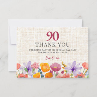 Floral 80th Birthday Thanks - Elegant Garden Party Dankeskarte
