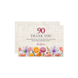 Floral 80th Birthday Thanks - Elegant Garden Party Dankeskarte