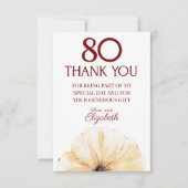 Floral 80th Birthday Thanks - Elegant Yellow Bloom Dankeskarte (Vorderseite)