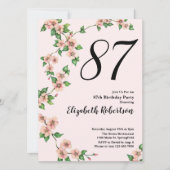 Floral 87th Birthday Invitation in Blush Pink Einladung (Vorderseite)