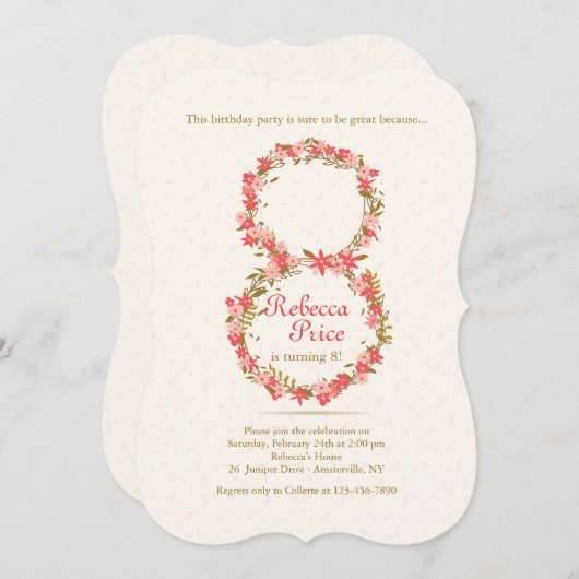 Floral 8 Einladung (Vorne/Hinten)