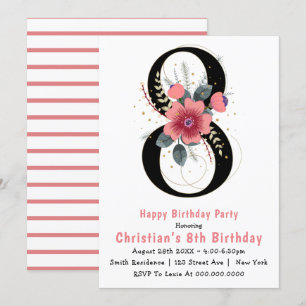 Floral 8. Typografie Geburtstagseinladungen
