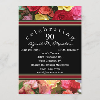 Floral 90. Geburtstagsparty Einladung