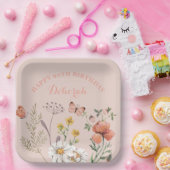 Floral 90. Geburtstagsparty Pappteller (Party)