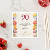Floral 90th Birthday Party - Chic Linen Garden Serviette (Beispiel)