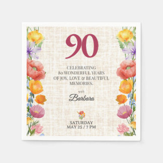 Floral 90th Birthday Party - Chic Linen Garden Serviette