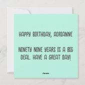 Floral 99. Geburtstag Custom Feiertagskarte (Rückseite)