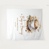 Floral A Baby is Brewing Brown Coffee Baby Shower Wandteppich (Vorderseite (Horizontal))