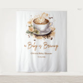 Floral A Baby is Brewing Brown Coffee Baby Shower Wandteppich (Vorderseite)